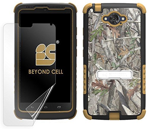 Suitable for Droid Turbo XT1254 Case, High Impact Rugged Tri Shield Protective Hybrid Cover with Built in Kickstand and Clear Screen Protector Film Autumn Camouflage
