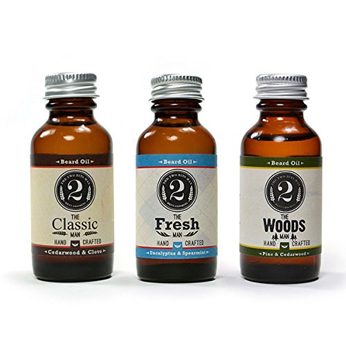 The 2 Bits Beard Oil 3 Pack - The Classic, The Woods, The Fresh - Essential Oil Scented - Beard Conditioner by The 2 Bits Man (1 oz.)