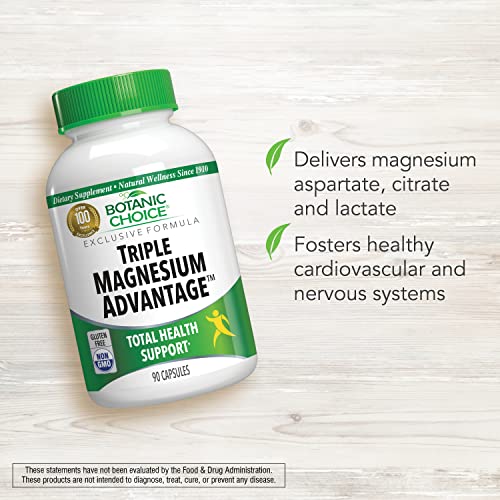 Botanic Choice – Triple Magnesium Advantage, Magnesium Triple Complex For Nerve And Heart Health, Easy To Swallow Magnesium Blend Capsules For Digestive And Muscular Health #TOP2