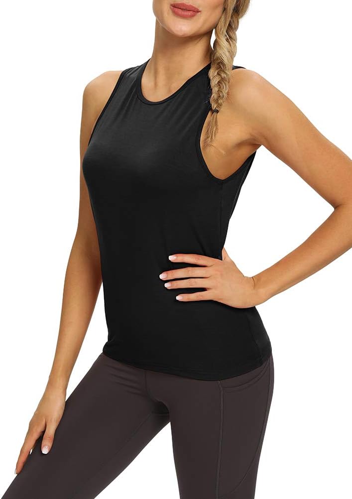 Mippo Workout Tops for Women Open Back Yoga Shirts Tank Tops Athletic Tops Gym Workout Clothes - Image 5