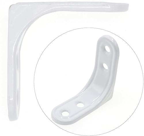 Miniatura 3 de Joyangy 8 soportes en L de 2 pulgadas, resistentes soportes de esquina en L de color blanco para madera, estantes, armarios, soporte de estante