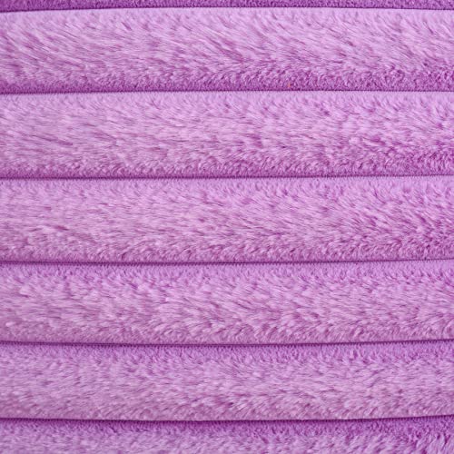 FUTEI Purple Striped Decorative Throw Pillow Covers 24x24 Inch Set of 2,Square Fall Decorations Couch Euro Pillow Case,Soft Cozy Faux Rabbit Fur & Velvet Back,Modern Home Decor for Bed