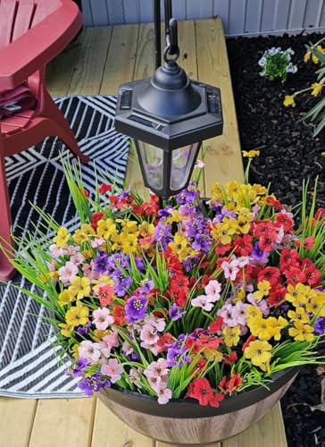 DOMMARE Artificial Flowers for Outdoors Fake Faux Plant, Yellow Uv Resistant Silk Flowers Daisies Decoration for Window Boxes Summer Indoors Gardens Wedding Home Grave Easter Decor, 12 Bundles — view 2