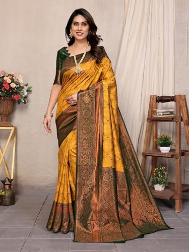 Image of Women's Kanjivaram Soft Silk Banarasi Saree With Blouse Piece | Banarasi Sari For Women | Saree with Blouse piece