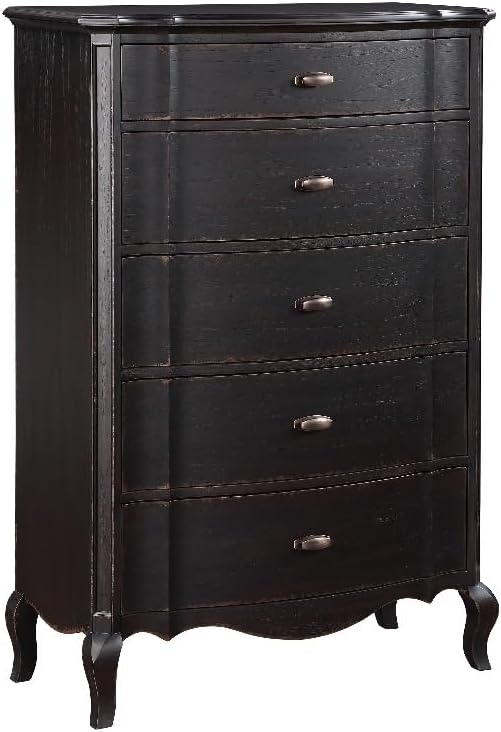 Acme Furniture Chelmsford 5-Drawer Contemporary Wood Chest in Antique Black