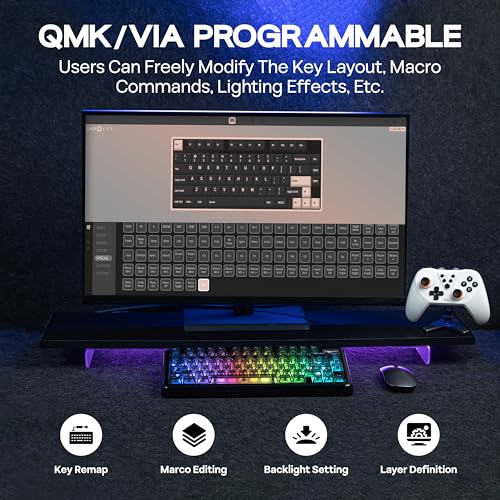 Image of KiiBoom Phantom81 Lite 75% Gasket Mechanical Keyboard, QMK&VIA Programmable, 3 Modes Wireless Gaming Keyboard, RGB Backlights, ABS Case + UV Tech, Hot-Swappable for Windows /Mac /Linux (Black)