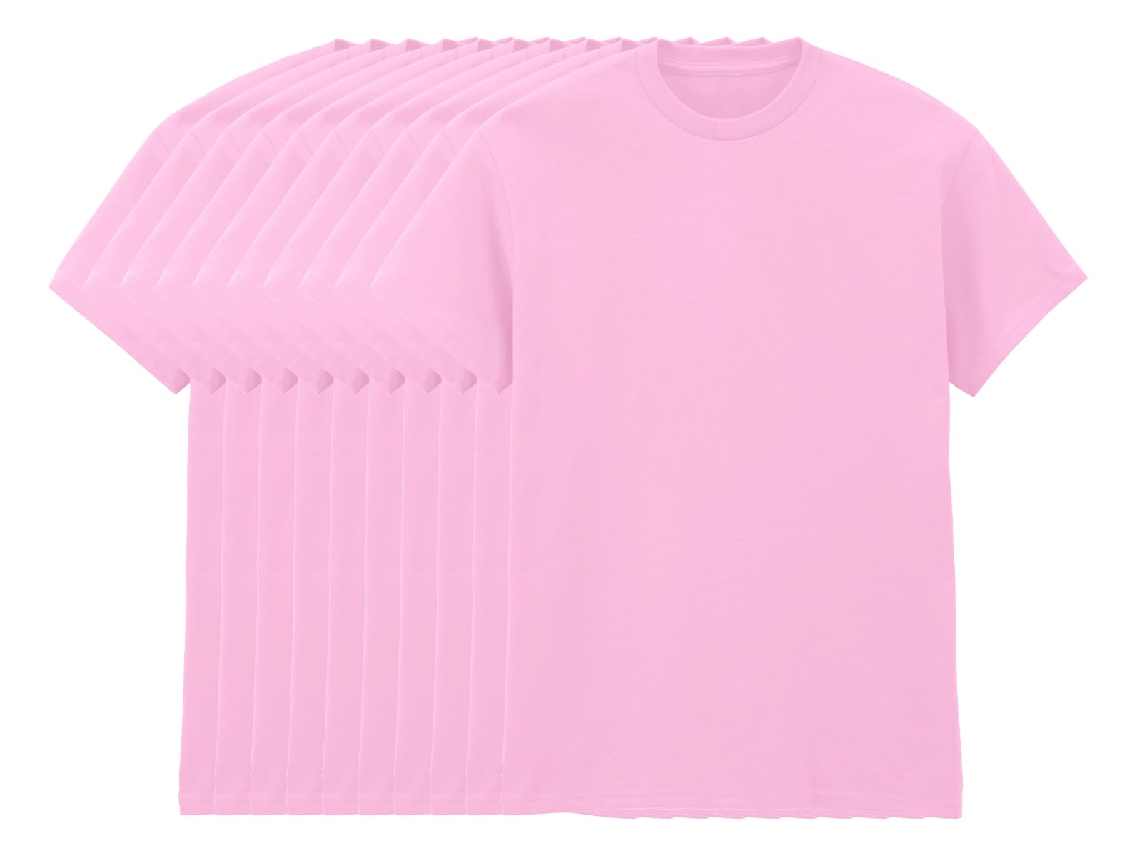 COOZO Pack of Unisex Heavy Cotton T-Shirts - 10 x Light Pink - L