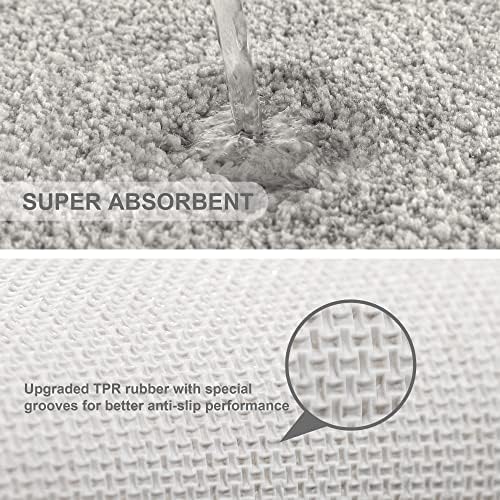 VANZAVANZU Bathroom Runner Rugs 20"x70" Ultra Soft Absorbent Non Slip Fluffy Thick Microfiber Cozy Bath Mat for Tub Shower Bathroom Floors Accessories(Light Gray) - 4