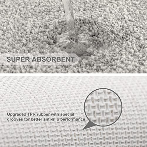 VANZAVANZU Bath Mats Non Slip Ultra Soft Absorbant Microfiber Fluffy Thick Bathroom Rugs Machine Washable (20"x32", Light Gray) by VANZAVANZU - Image 4