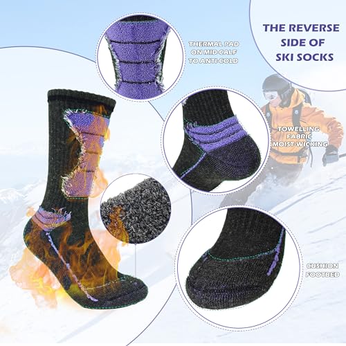 3 Pairs Mens Wool Skiing Socks, Thermal Snowboarding Over the Calf Warm Sock for Sports Hiking Hunting Outdoor3