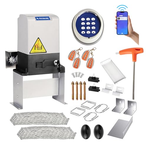 ROOMARK Motor Puerta Corredera,Abrepuertas de Puerta Corrediza Automática,Operador de Apertura de Puerta Abridor Automático,816 kg 2 Controles Remotos Motor puerta garaje basculante (370w) (750w)