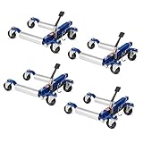 TUFFIOM Car Wheel Dolly Jack Set of 4, Hydraulic 1500-lbs Car Skates, 12'' Wheel Vehicle Positioning Jack, Heavy Duty Rollers with Foot Pedal for Tire Auto Repair Moving, Blue