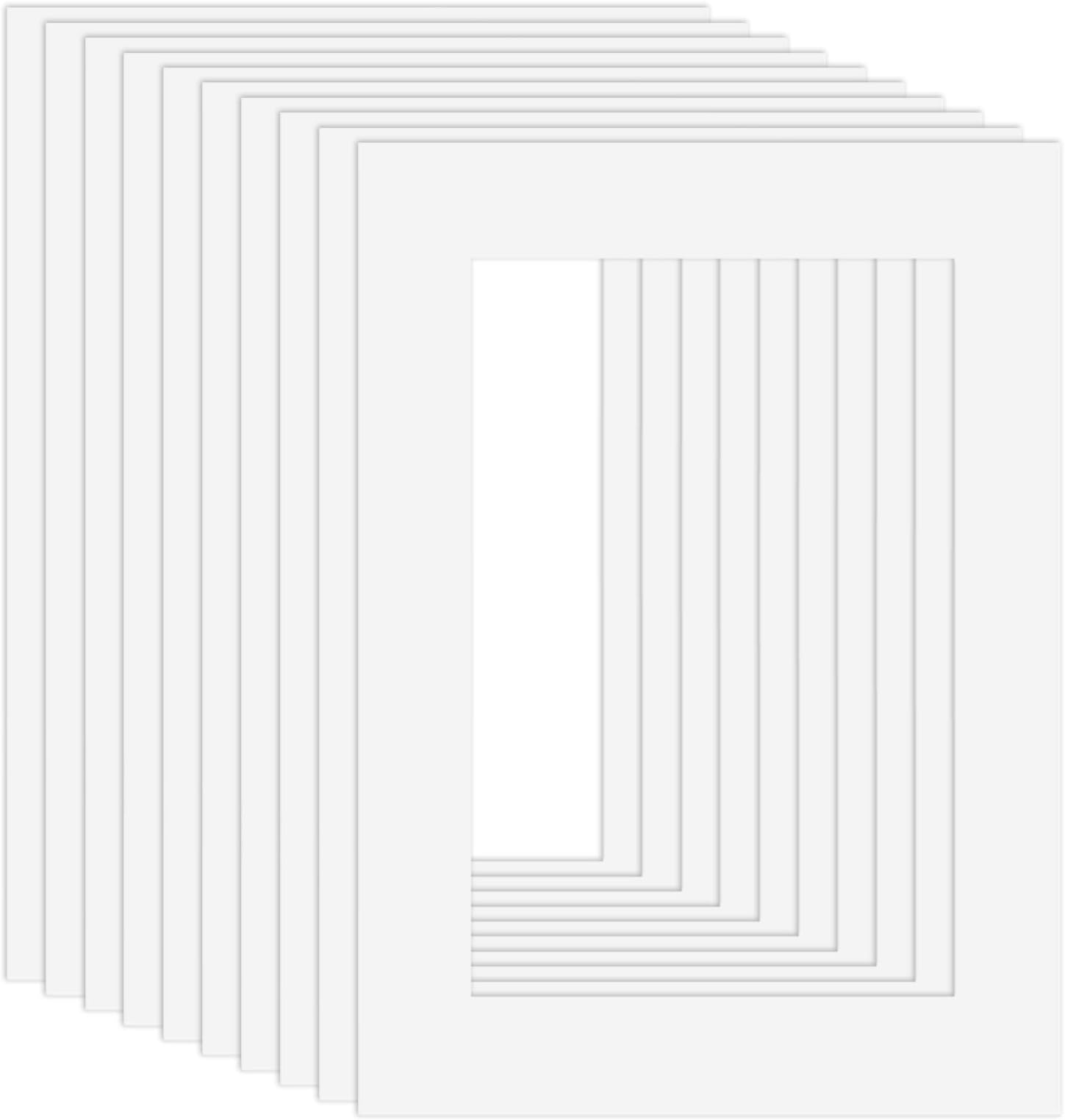 A4 Picture Mounts for Frames, 10pcs Pictures Frame Mounts Mats White Rectangular Photo Mats Boards for 7.5x5.5 inch Image Display Artwork