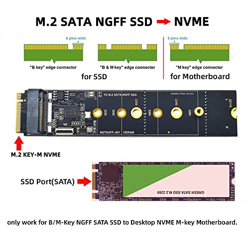 Adaptador SATA NGFF a NVME M-Key Cablecc convertidor SSD para placa base de PC de escritorio 7