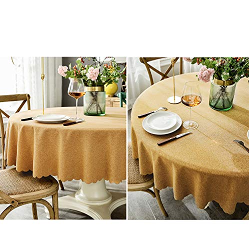 Solid Color Cotton Linen Tablecloth,Round Simple Table Cover,Stain Resistant Washable Table Cloths For Kitchen Dining Tabletop Decorative Yellow 320Cm(126Inch) #TOP2