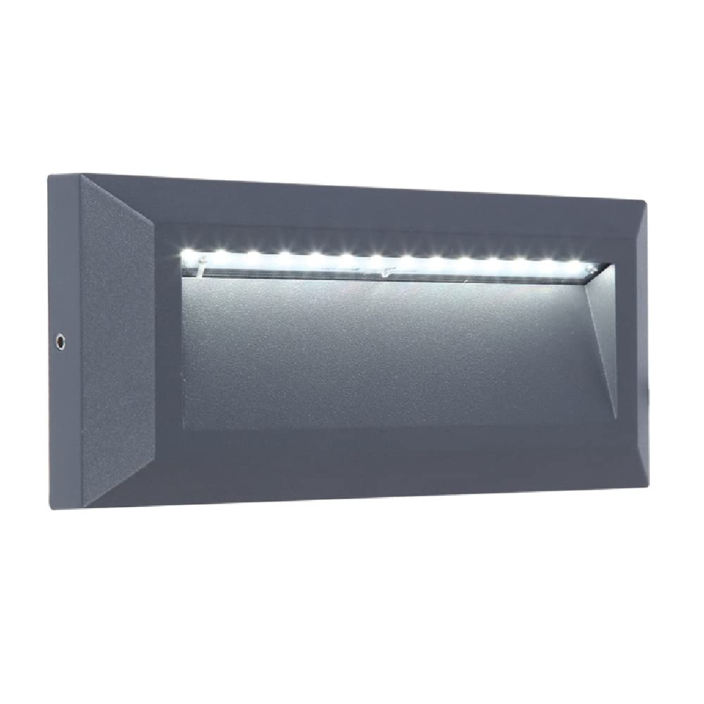 Britalia Eyelid Diffuser Anthracite Outdoor Led Modern Surfaced Mounted Brick Wall Light | 10W 400 Lumen 4000K Cool White | 230Mm X 101Mm | Ip54 Rated | 240V | Heavy Duty Aluminium |