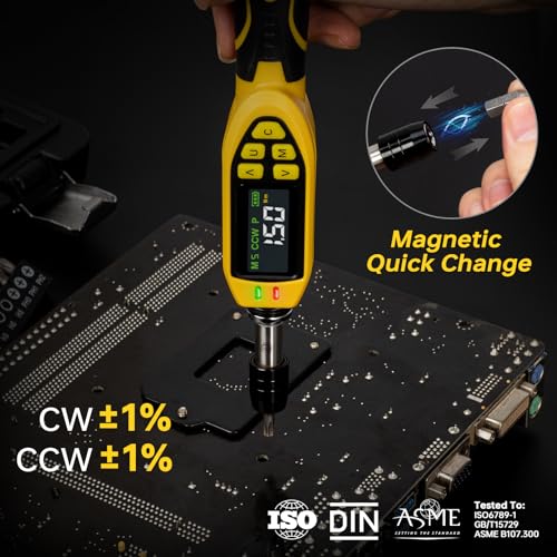 Image of YIYEIE 46-Pc Digital Torque Screwdriver, 3.5-70.8 in-lb, ±1% Precision Electronic Torque Screwdriver Set with Buzzer & LED, 1 /4 inch Inch Pound Torque Driver with S2 Bits for Bike Repair & Scope Mounting