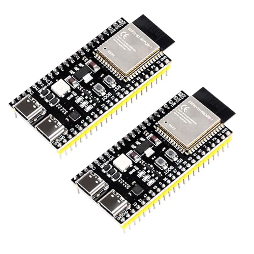 Heemol 2 Stück für ESP32-S3-DevKitC-1-N16R8 Entwicklungsboard 2 4-GHz-WLAN Bluetooth 5.0 ESP32-S3-WROOM-1 NodeMCU Mikrocontroller Prozessor Dual-Typ-C für Arduino