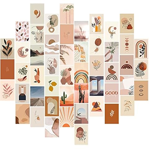 Menoeceus 60PCS Aesthetic Pictures Wall Collage Kit, Beige Aesthetic Picture, Collage Dorm Decor for Teenagers, Room Decor for Bedroom, Small Poster for Room Bedroom Aesthetic Cover