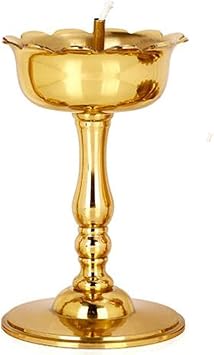 Pure Copper Oil Lamp High Foot Lotus Copper Candlestick Oil Lamp Buddhist Supplies Candle Holders Religious Activities