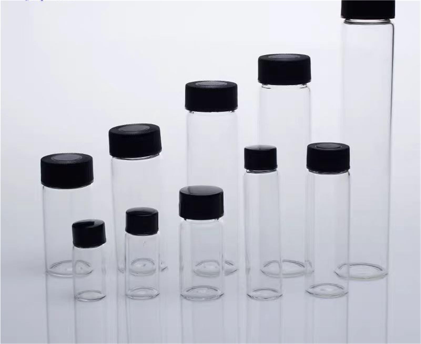 Frasco de vidrio para reactivos de laboratorio, Vial de muestra de vidrio medicinal, botella de reactivo de laboratorio transparente de 2 ml a 60 ml(3ml 100pcs)