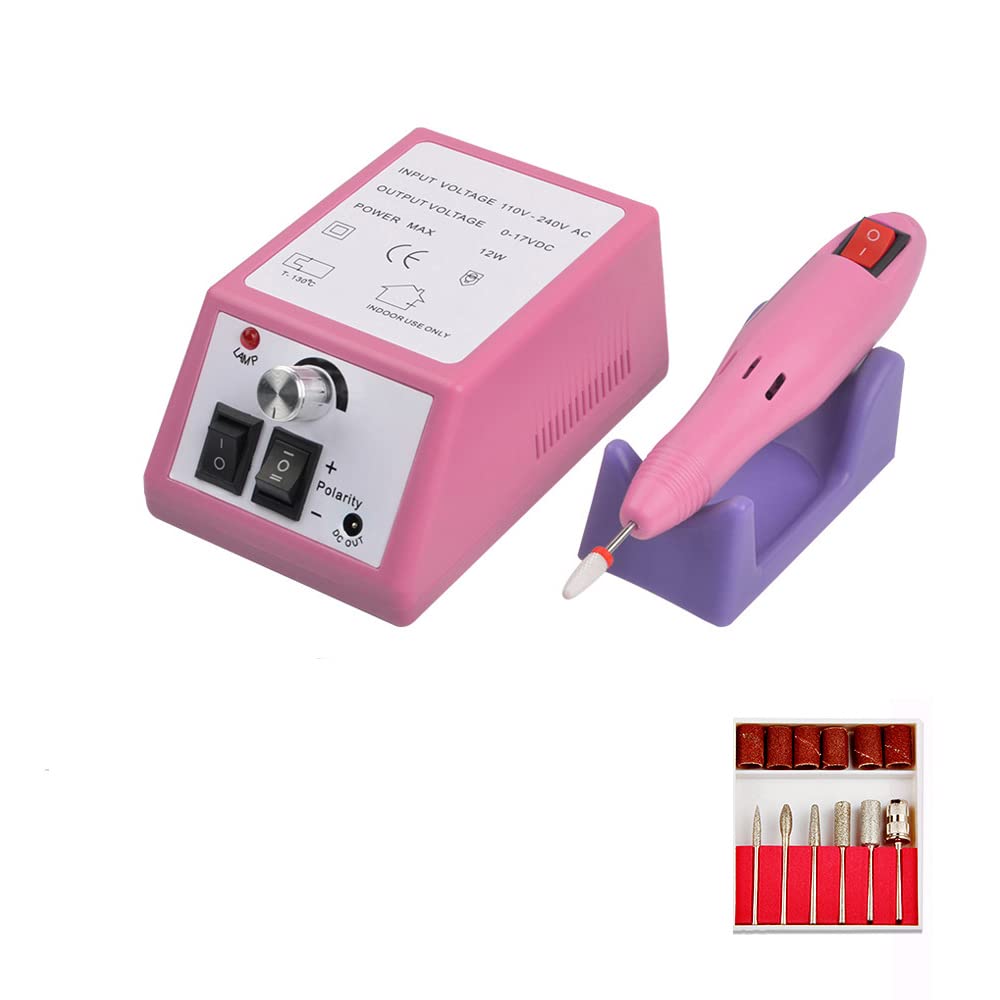 Kit multifunzione per pedicure e lucidatura unghie, trapano elettrico per unghie e lucidatura unghie, trapano elettrico per unghie da 2000 giri/min, set per manicure per casa e salone (rosa)