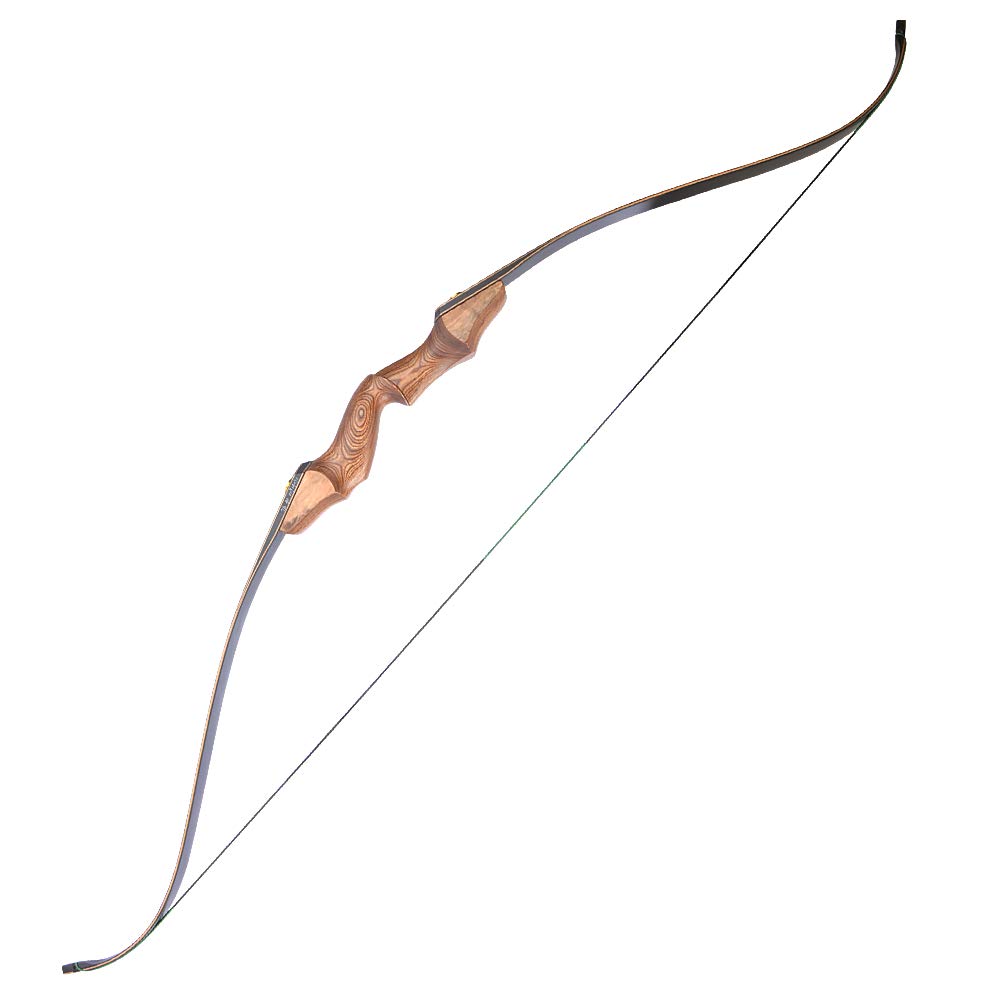 AMEYXGS 60" Tiro con L'Arco Takedown Longbow Arco ricurvo e Freccia Set Riser in Legno 20-60lbs Arco da Caccia Arco Tradizionale da Caccia all'aperto Arco per Adulti Mano Destra