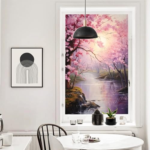 Vinilo decorativo para ventana con flores en tonos acuarela 17.7x23.6 in miniatura 5