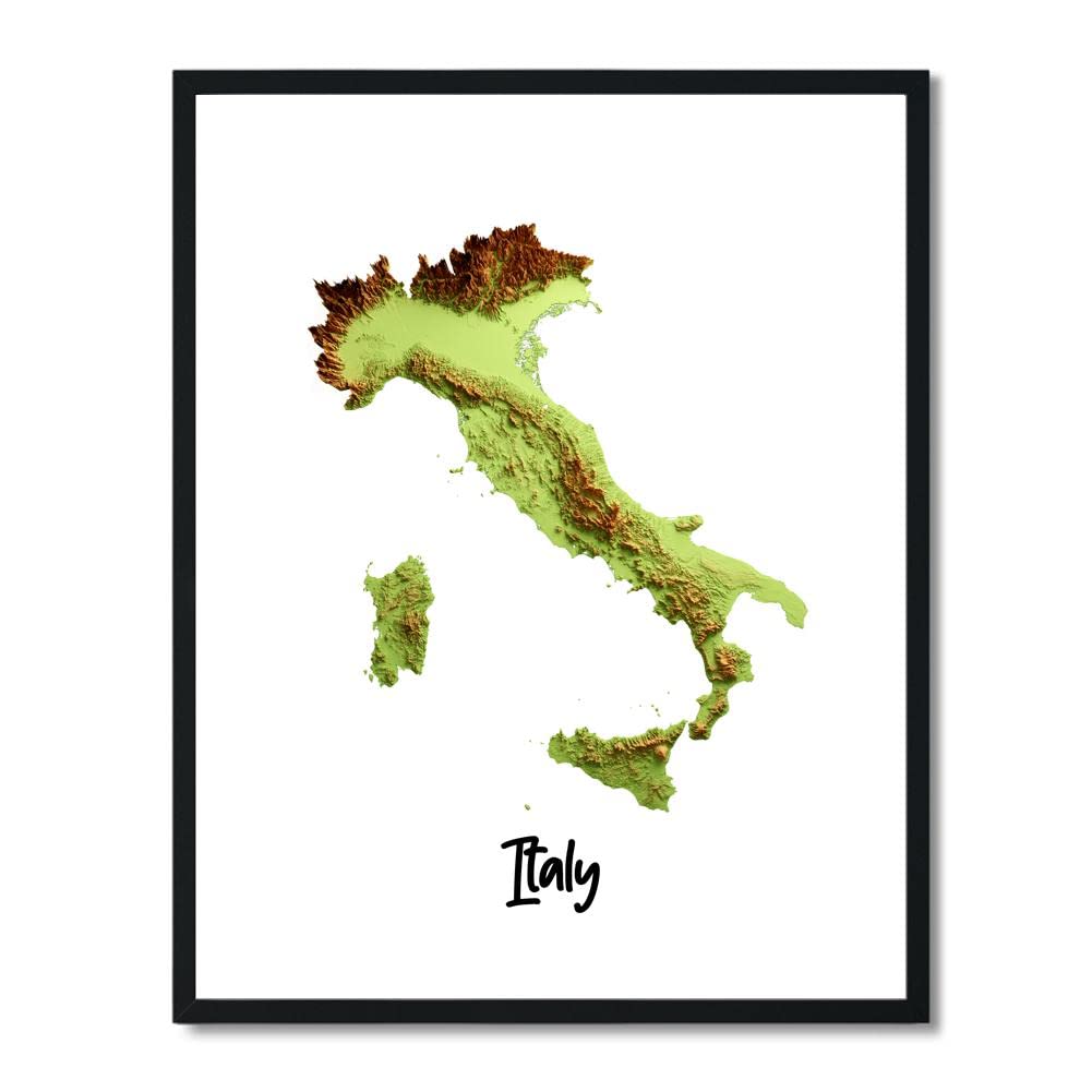 Amazon.co.jp: Susie Arts 8X10 フレームなし イタリア 世界地図 3D