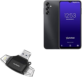 BoxWave Smart Gadget Compatible with Pinwheel Plus 3 - AllReader SD Card Reader, microSD Card Reader SD Compact USB - Jet Black