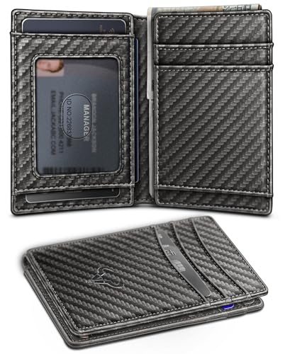 Image of BULLIANT Slim Wallet For Men 12Cards,Magnetic Flip Build-in Money Clip Airtag Compatible-RFID Blocking