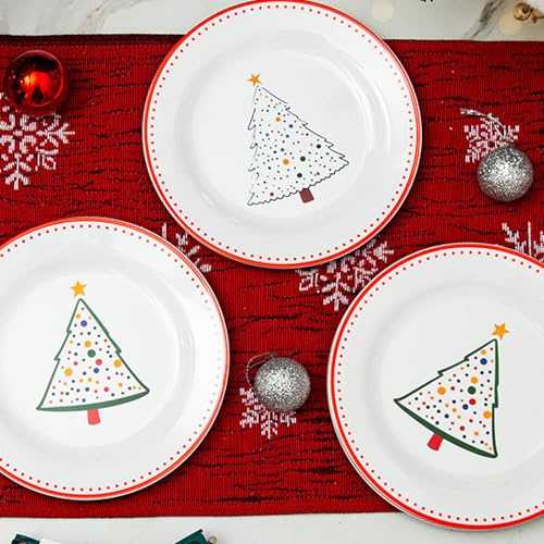 Unbreakable Christmas Salad Plates Set of 6, 8 inch Melamine Tapas, Salad, Dessert, Cake, Party, Appetizer and Small Dinner Plates, Dishwasher Safe – Image 8