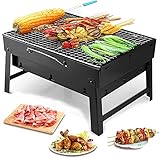 Barbecue Grill, Charcoal Grill Folding Portable Lightweight Barbecue Grill Tools for Outdoor Grilling Cooking Camping Hiking Picnics Tailgating Backpacking Party 17''x 11.6''x 2.6''