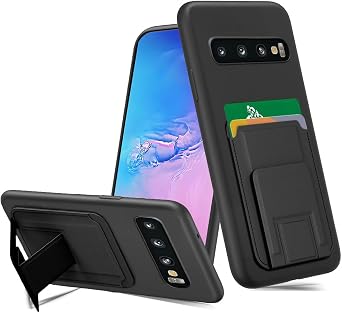 Compatible for Samsung Galaxy S10 Phone Case, Folding Card Holder/Slots Kickstand/Stand Wallet Shockproof Protective Cover Case for Samsung Galaxy S10 - Black