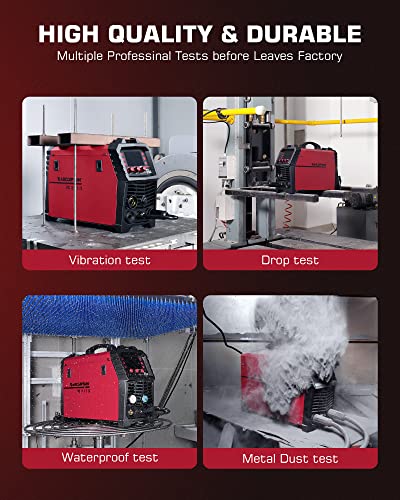 Arccaptain Mig Welder, 200Amp 6 In 1 Gas Mig/Gasless Flux Core Mig/Stick/Lift Tig/Spot Welding/Spool Gun 110V/200V Aluminum Multi Process Welding Machine With Led Digital Display, Burn Back Adjustment #TOP6