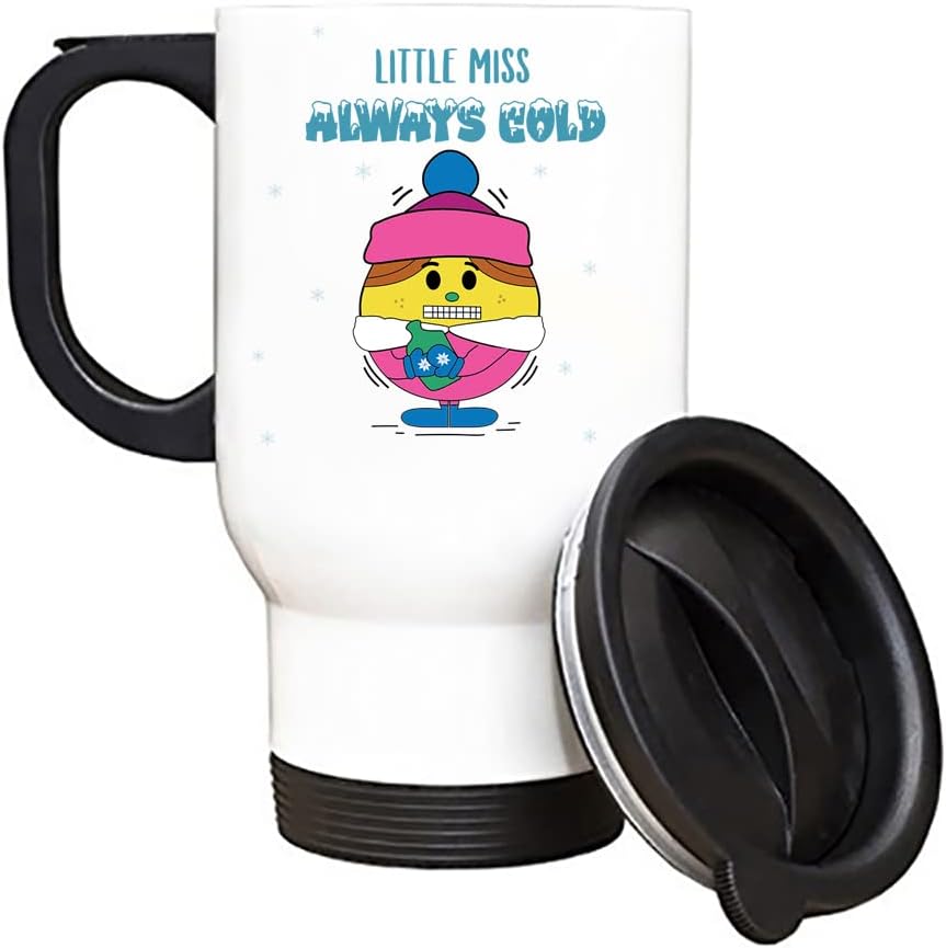 GetagiftGetagift Little Miss Always Cold Funny Ladies Women Girls Secret Santa Stocking Filler Insulated 14oz Travel Tea/Coffee Mug. (White Travel)