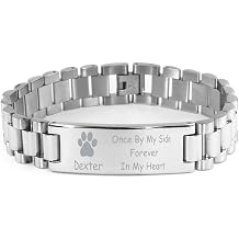 Dexter Once By My Side Forever In Heart Ladder Stainless Steel Bracelet - Loss of Pet Remembrance Dog Cat Paw Pets Lover Memorial Gifts for Men Women, Engraved