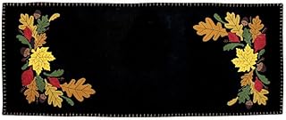 Fall Leaves Black Wool Felt Table Runner 14