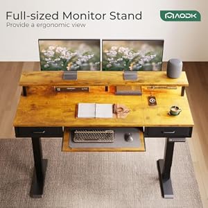 AODK 55 Inch Standing Desk with Drawers & Keyboard Tray, Rustic Brown — photo 5 of 6
