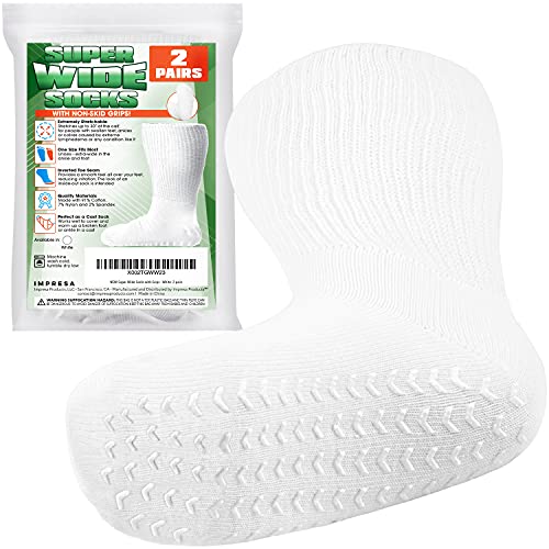Chaussettes blanches super larges anti-compression pour lymphoedème