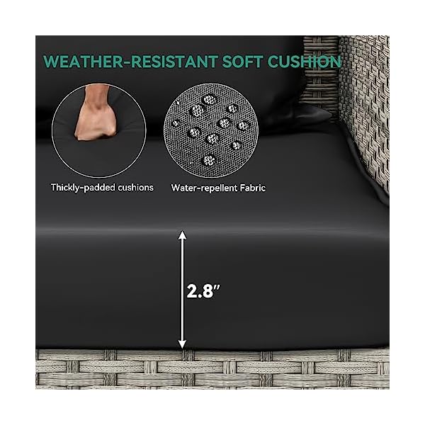   YITAHOME-3-Seats-Wicker-Hanging-Porch-Swing-Chair-Outdoor-Gray-Rattan-Patio-Swing-Lounge-3-Back-Cushions-Capacity-for-Garden-Balcony-Gray-Rattan-Black-Cushion