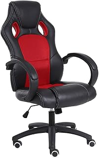 Silla Gaming Roja Y Negra,Gaming Sillas,Oficina Silla Rueda Lisa De Tela PU Silenciosa Rotación De 360 ° Base Ajustable a Prueba De Explosión