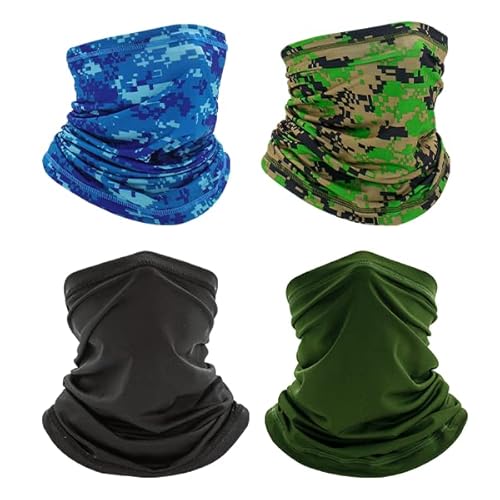 Voovy Neck Gaiter 4 Pack Cooling Thin Breathable Face Mask Uv Protection Scarf Windproof Face Cover For Motorcycle Riding Biker Fishing Hunting #TOP6