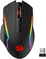 Redragon M810 Pro Wireless Gaming Mouse: 10K DPI Pixart 3325, 8 Macro Buttons, Rapid Fire, 45Hr Battery, RGB - PC/Mac