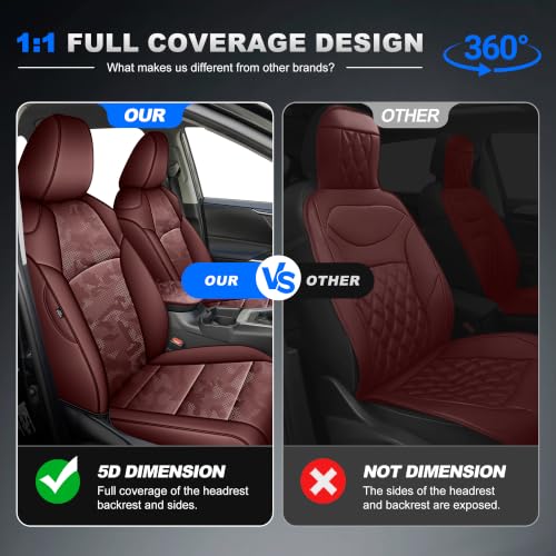 Image of AOMSAZTO Custom Fit Camo Burgundy Seat Covers for Toyota Rav4(Gas)