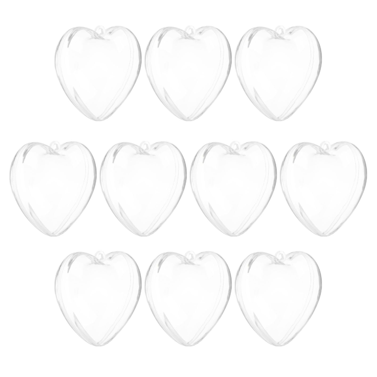 QUARKZMAN 10 Pezzi Ornamento a Cuore Trasparente Riempibile, 8cm Palle di Plastica Appese a Forma di Cuore Trasparenti per Decorazioni Natalizie Fai da Te, Feste, Matrimoni