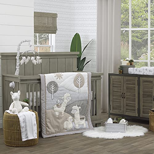 Image of NoJo Mama's Little Llama Grey, White and Charcoal 100% Cotton Photo Op Fitted Crib Sheet