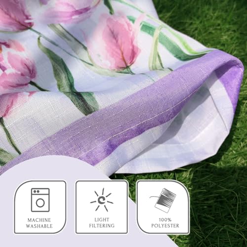 Kitchen-Curtains-26-Inch-Tiers-Farmhouse-Short-Half-Window-Cafe-for-Kitchen-Bathroom-Room-RV-Set-Rod-Pocket-2-Panels-Purple-Tulip-26-x-36 Kitchen Curtains 26 Inch Tiers Farmhouse Short Half Window Cafe for Kitchen Bathroom Room RV Set Rod Pocket 2 Panels Purple Tulip 26 x 36