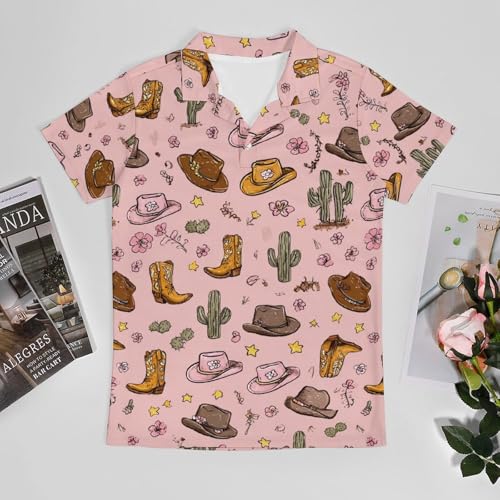 Boys' Classic Polo Shirts Short Sleeve Moisture-Wicking Golf & Tennis Shirts for Youth Teens Cute Cartoon Cowgirl3