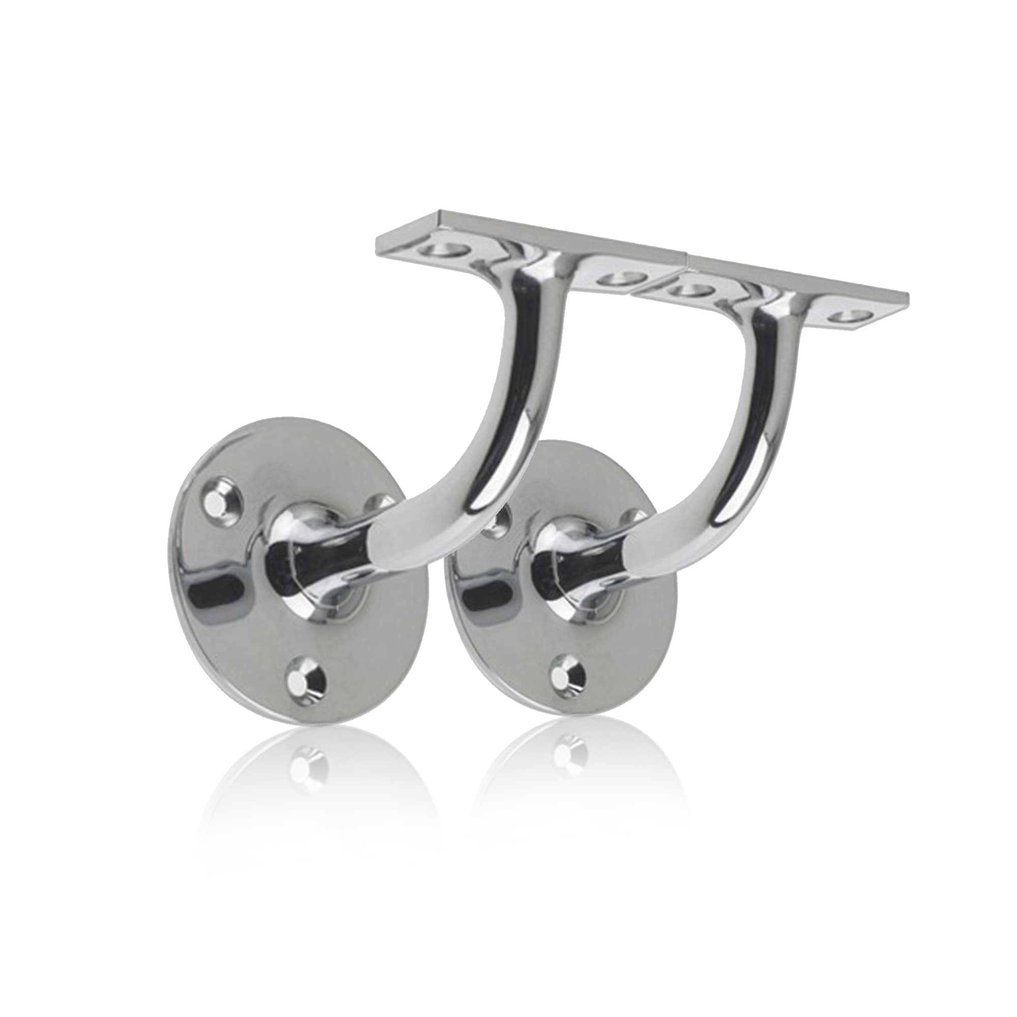 Uap Satin Chrome Set Of 2 Handrails For Stairs - Heavy Duty Handrail Brackets For Stair Bannister, Modern & Stylish Brackets For Flat Hand Rail (2 Pack, )